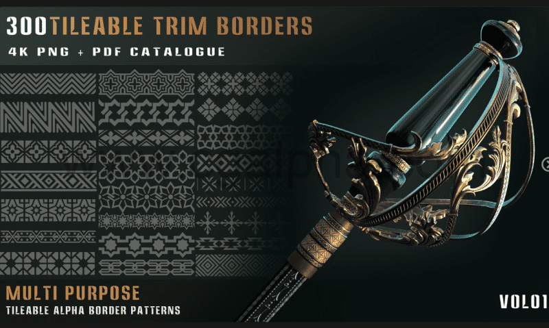 300种武器平铺装饰边框图案 vol 01