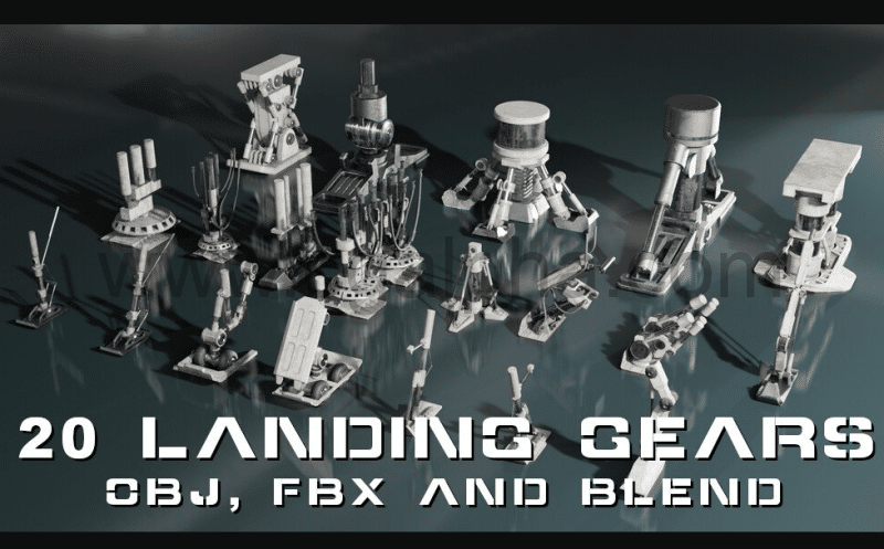 20种硬表面模型升降起落架包 Scifi Landing Gear Pack
