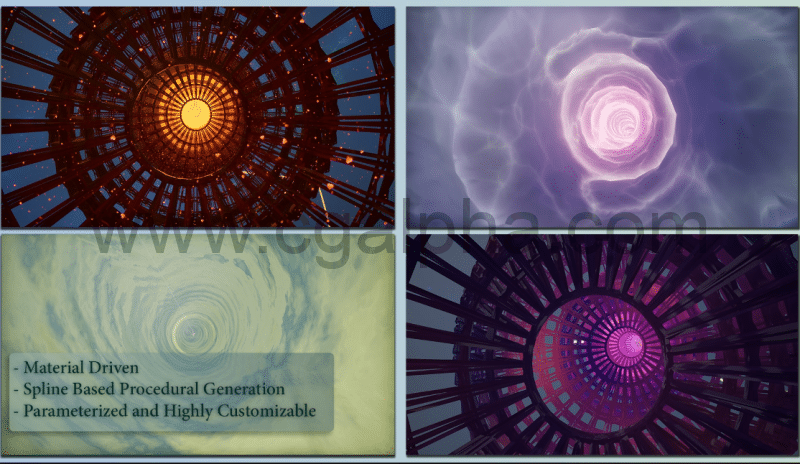 【UE4/5】程序化涡流隧道 Procedural Vortex Tunnel