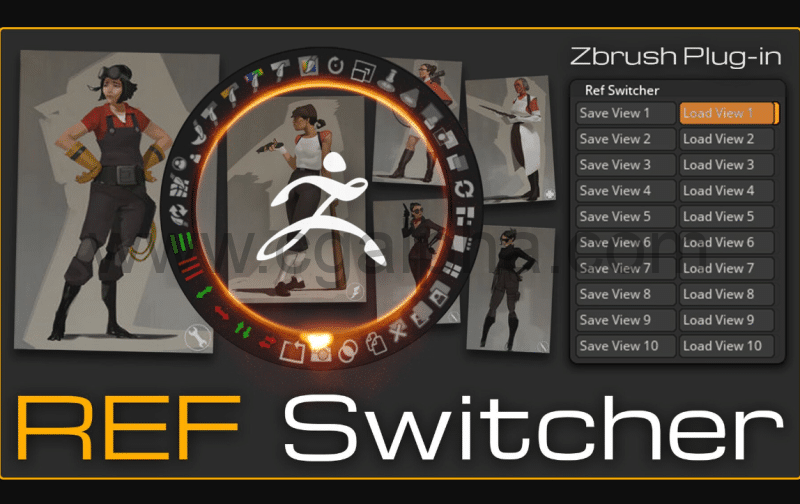 ZBrush插件 – 摄像机多角度参考切换插件 ZBrush Plugin Ref Switcher
