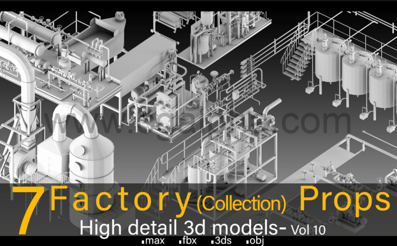 模型资产 – 工厂模型道具 Factory (Collection) Props- High detail 3d models