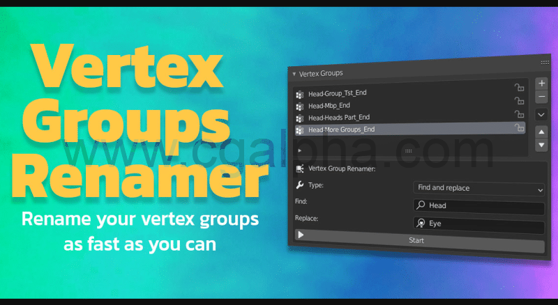 Blender插件 – 顶点组批量重命名插件 Vertex Groups Renamer – Vgr