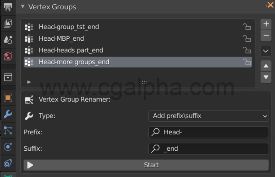 Blender插件 – 顶点组批量重命名插件 Vertex Groups Renamer – Vgr