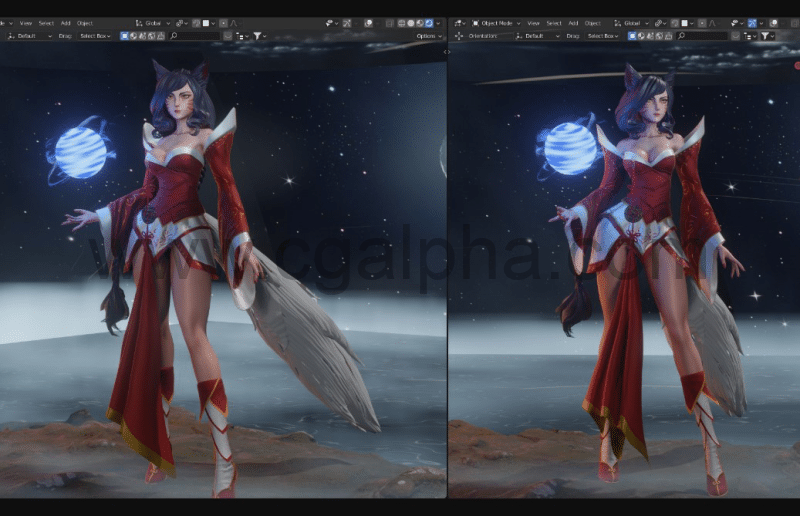 Blender角色建模全流程视频和 3D 模型 Ahri Character Modeling