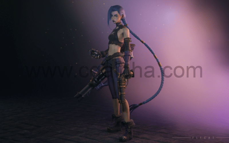 Blender角色建模全流程视频和 3D 模型 JinX Character Modeling