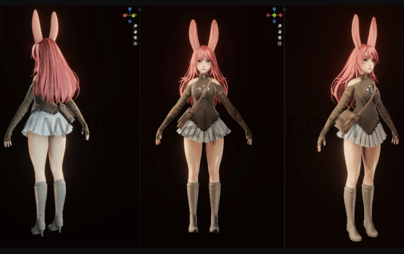 Blender角色建模全流程视频和兔女郎模型 Bunny Girl