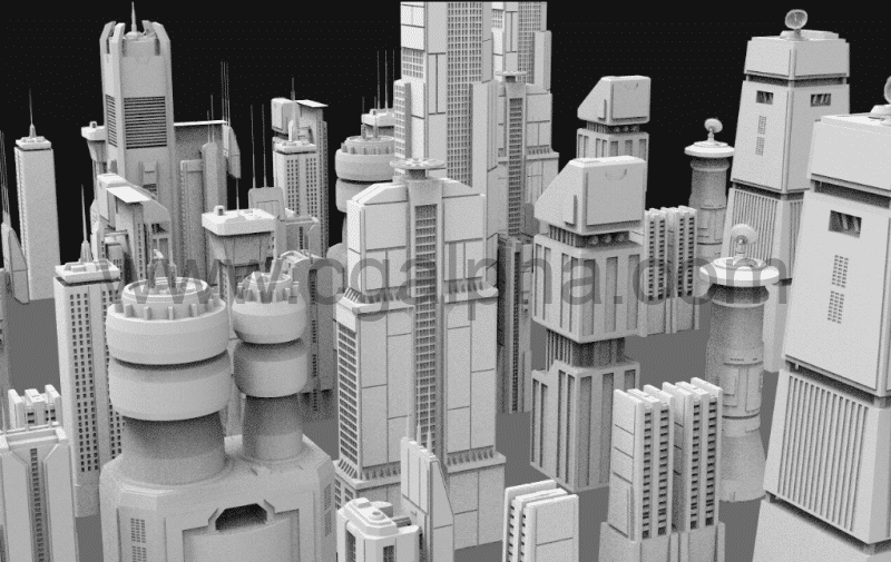 38种未来科幻赛博朋克建筑科幻摩天大楼模型