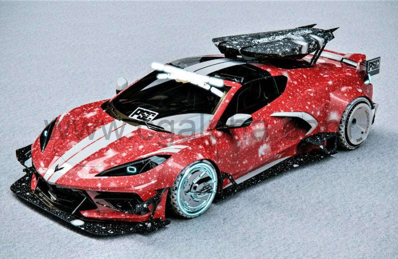模型资产 – 雪佛兰跑车 Chevrolet Corvette C8 “Merry Christmas” 汽车3D模型