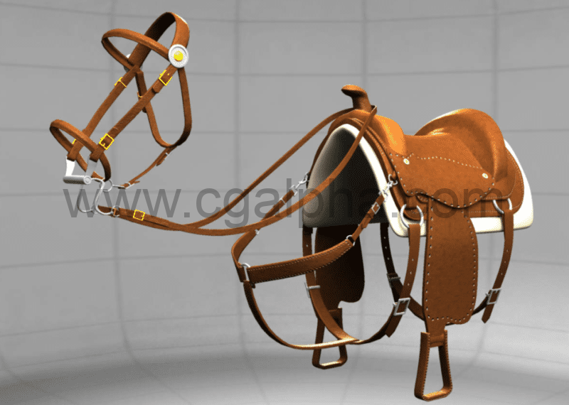 模型资产 – 西部牛仔马鞍缰绳 Western Saddle & Bridle