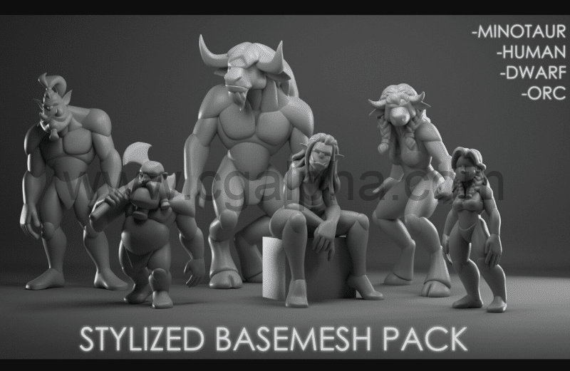 模型资产 – 风格化基础模型包 Stylized basemesh PACK