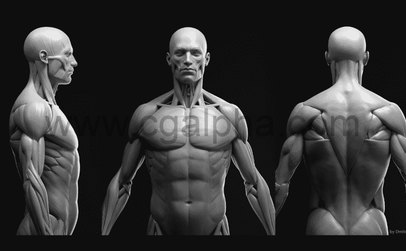 男性肌肉解剖模型参考 Anatomy male ecorche + RENDER SCENE