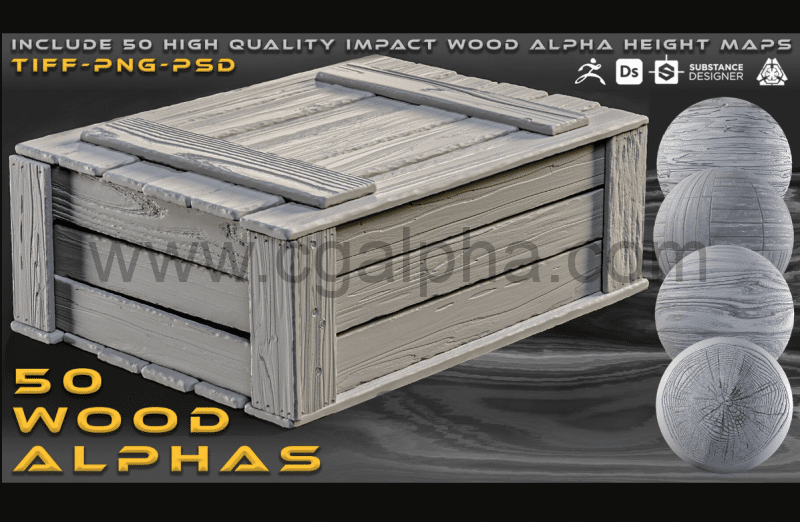 50 种木纹贴图纹理 Wood Alpha