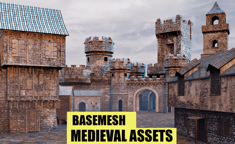 中世纪模型资产 BaseMesh: MEDIEVAL Assets+Texture Vol 2