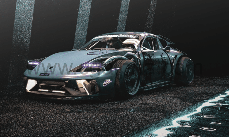 模型资产 – 保时捷跑车 911 赛博朋克 3D模型 Porsche 911 992 Cyberpunk Custom 3D model