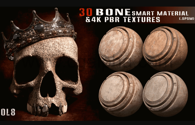 30 种骨质智能材质 30 Bone smart material + 4k PBR textures