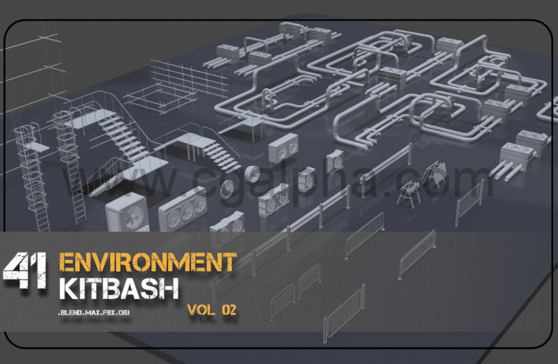 41 种高精度工具楼梯管道模型 41+environment kitbash vol 02