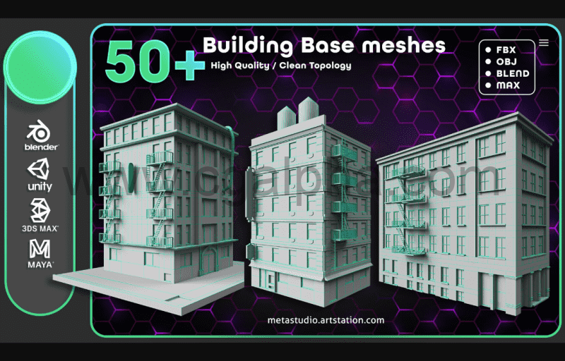 50 个建筑基础模型 50 Building Base Mesh