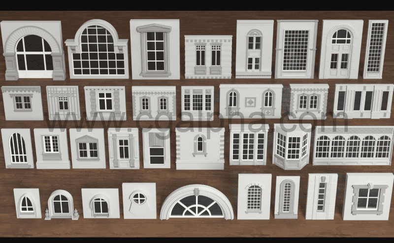 34 种风格化建筑模型系列 Building Facade Collection 4 – 34 pieces