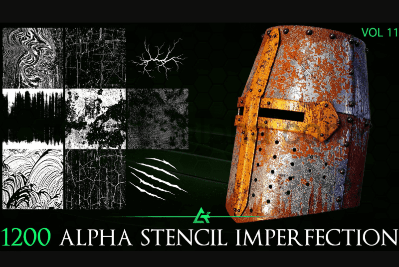 1200 张粒状涂抹飞溅缺陷污渍无缝贴图1200 Practical Alpha Seamless and Tileable Stencil Imperfections (MEGA Pack)