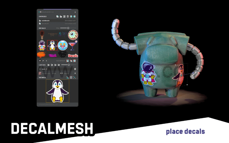 3DMax插件 – 模型纹理贴花插件 DecalPlacer