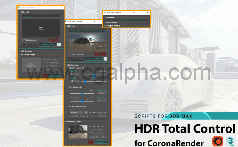 3Dmax插件 – HDR编辑控制插件 HDR Total Control for 3DsMax & Corona