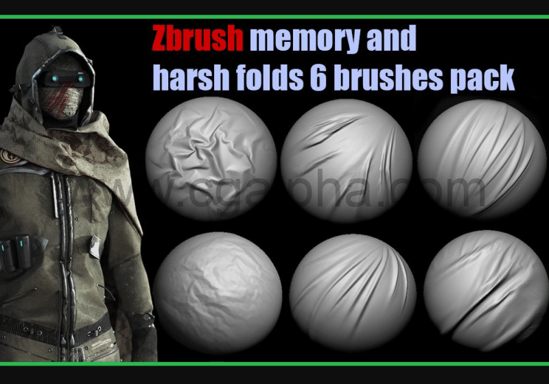 6 个布料褶皱笔刷 Memory and harsh folds for fabric