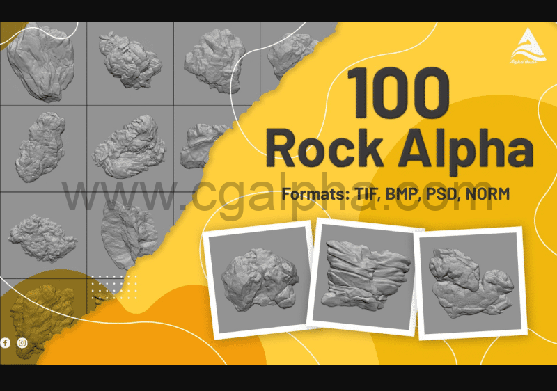 100 种岩石贴图 100 Rock Alpha