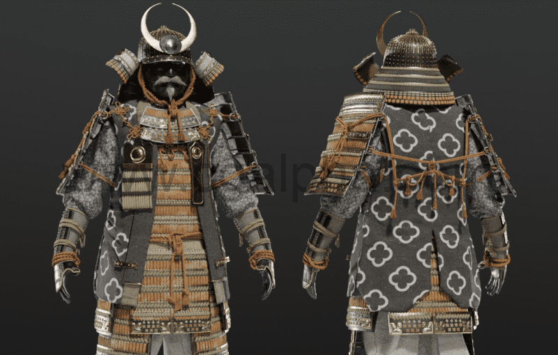 模型资产 – 中世纪日本武士模型 Medieval Japanese Samurai Rigged