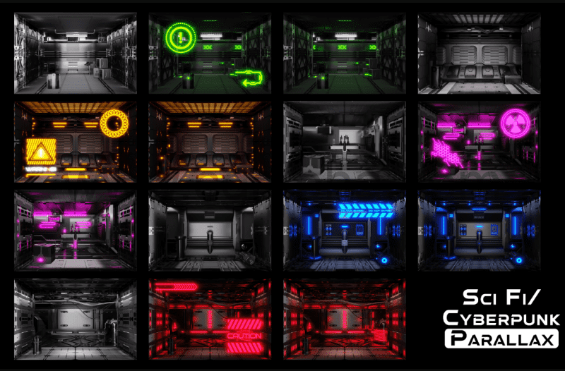 科幻/赛博朋克资产套装 Sci Fi / Cyberpunk Parallax Rooms