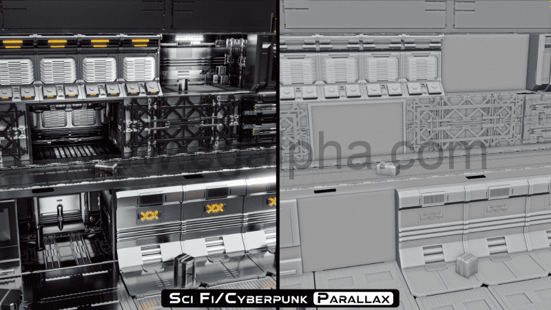 科幻/赛博朋克资产套装 Sci Fi / Cyberpunk Parallax Rooms