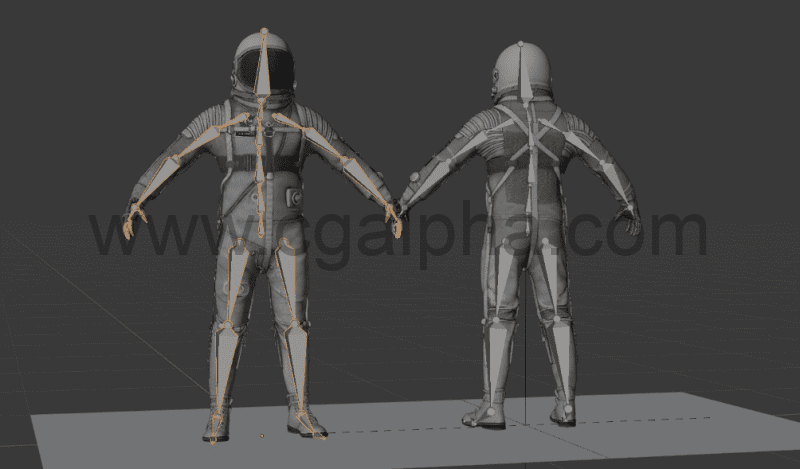 模型资产 – NASA太空服3D模型 NASA Mercury Navy Mark IV Spacesuit Rigged 3D model