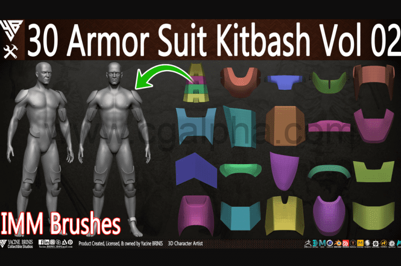 30 件盔甲套装模型 30 Armor Suit Kitbash Vol 02