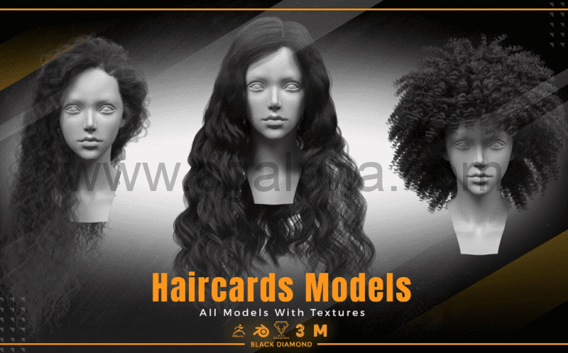 模型资产 – 带纹理的发卡模型 Haircards Models with Textures
