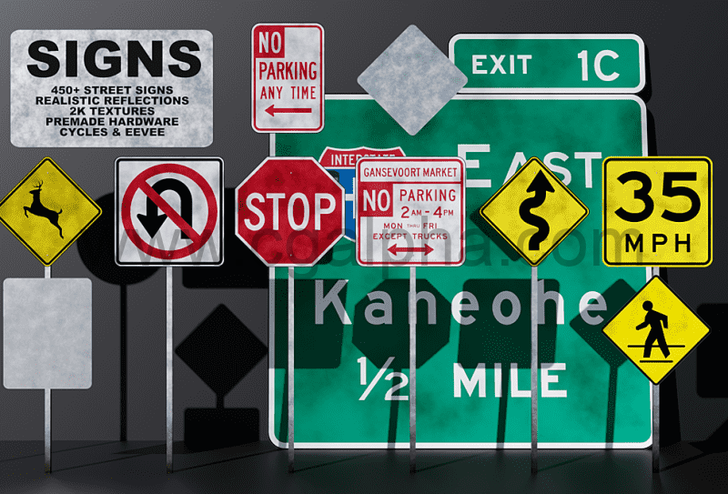 450 多个街道标志 450+ Street Signs