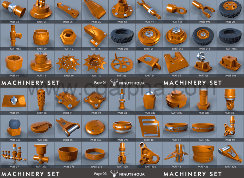 模型资产 – 机械模型套装 Machinery Set kitbash