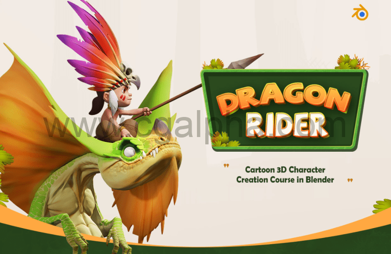 Blender教程 – 在blender中创建龙骑士3D卡通角色 Dragon Rider 3D cartoon character in Blender course