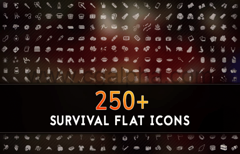 Unity – 250 多个游戏平面图标 Survival Flat Icons