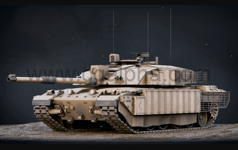 模型资产 – 挑战者写实坦克模型 Rigged Challenger 2 GameReady LODs 3D model
