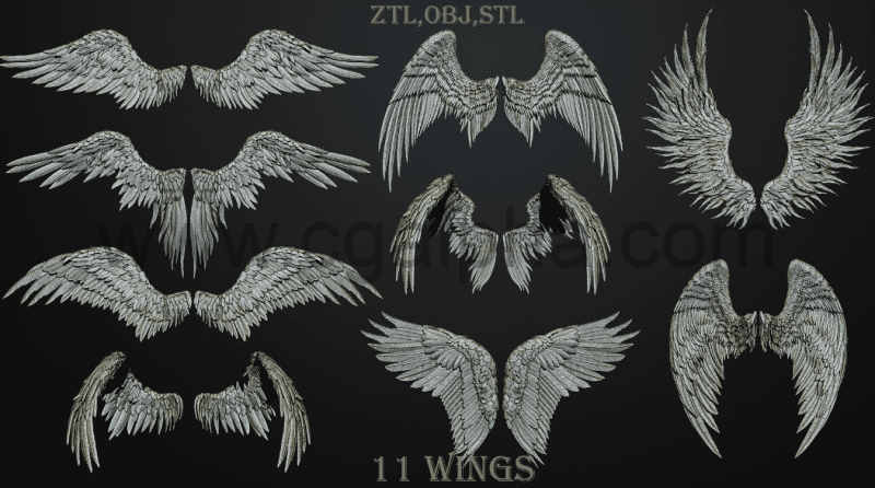 11 种酷炫高精度翅膀 3D模型 11 Wings 3D model ZTL,OBJ,STL