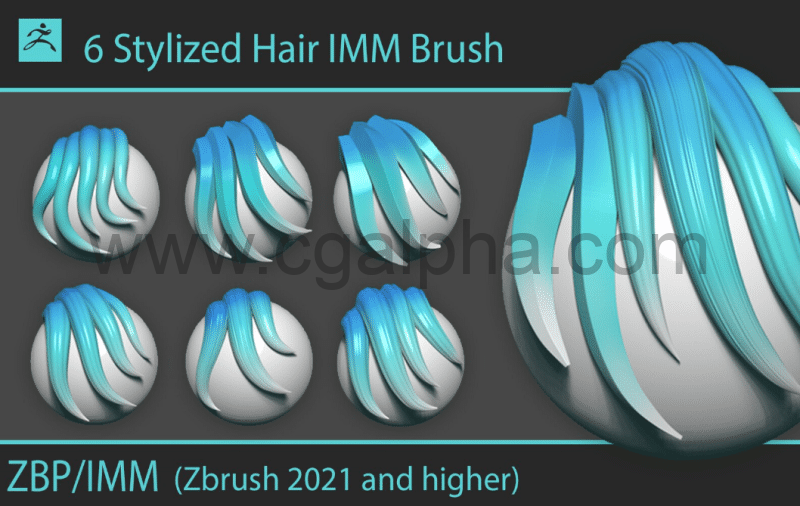 Zbrush笔刷 – 风格化毛发 IMM笔刷 Stylized Hair IMM Brush