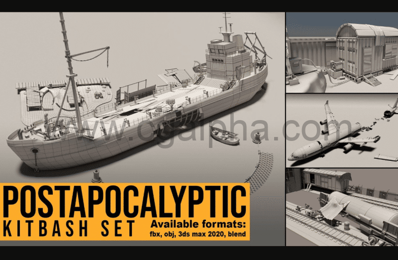 模型资产 – 后世界末日 KITBASH 3D模型 Post Apocalyptic KITBASH Set