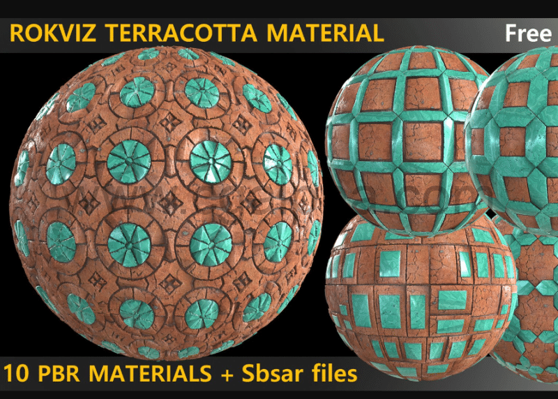 10 种陶器PBR材质 10 Rokviz Terracotta Materials