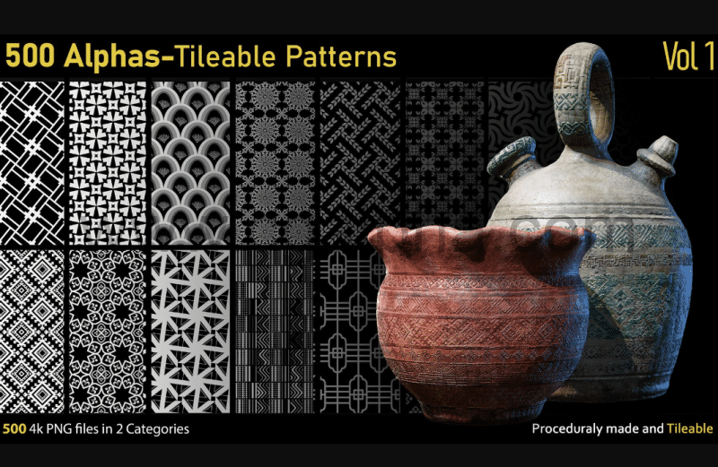 500 种4k花纹瓷砖图案 500 Alphas-Tileable Patterns-Vol1