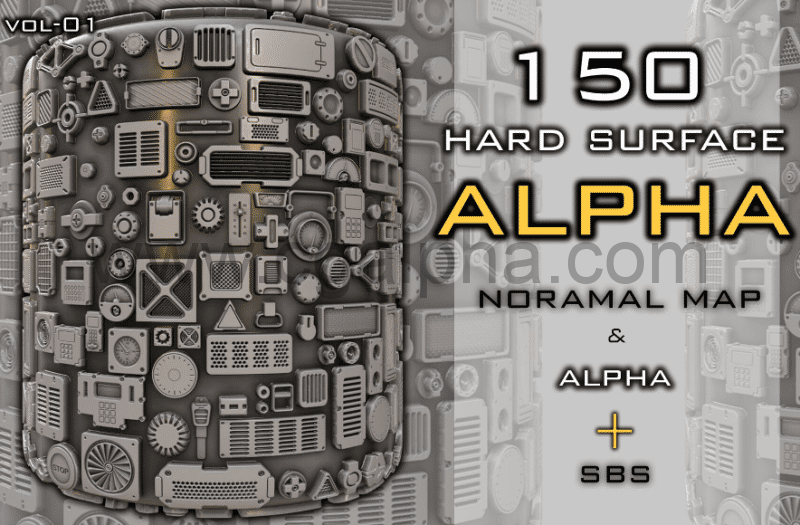 150 种硬表面贴图资产包 hard surface alpha pack