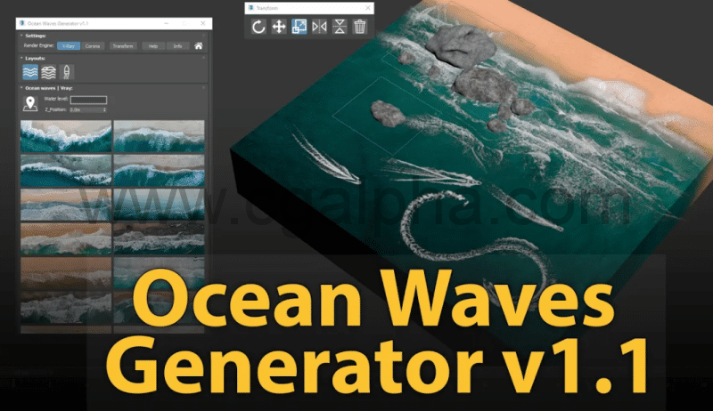 3Dmax插件 – 海浪生成插件 Ocean Waves Generator
