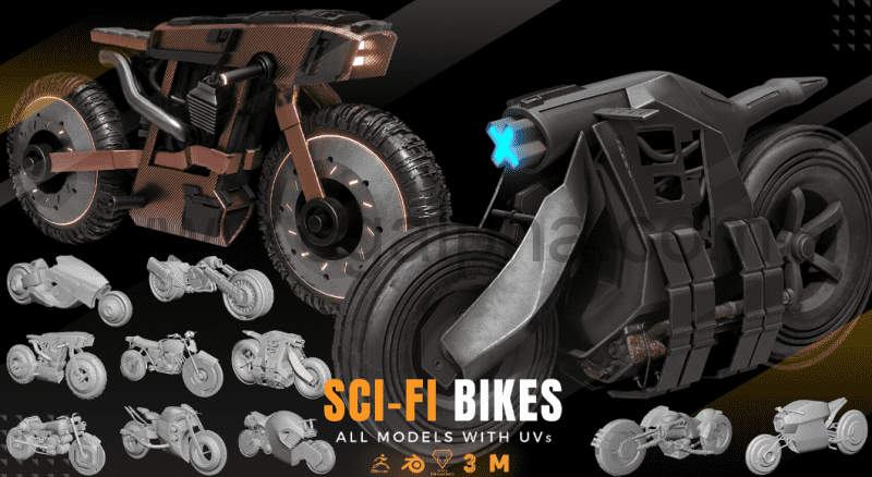 模型资产 – 科幻风格摩托车 SCI-FI BIKES