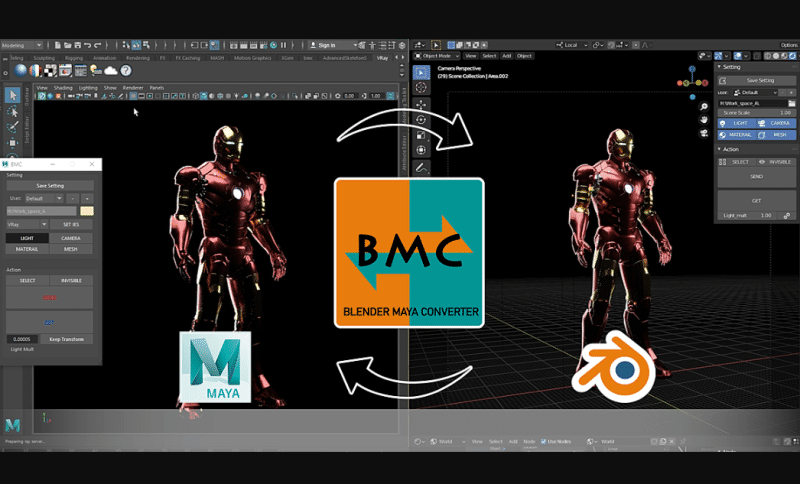 Blender插件 – 桥接插件 Blender Maya Converter (Bmc)
