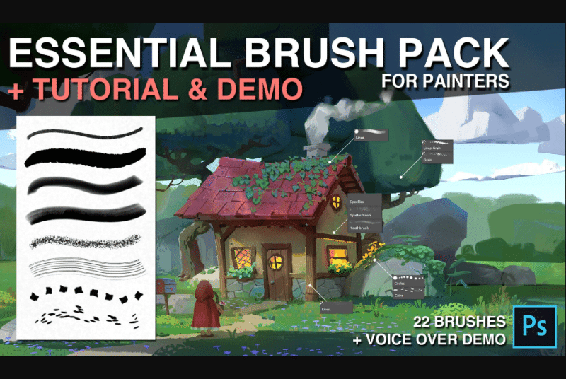 【中文字幕】PS教程 – 艺术家必备笔刷包 Essential brush pack for painters + Demo & Tutorial