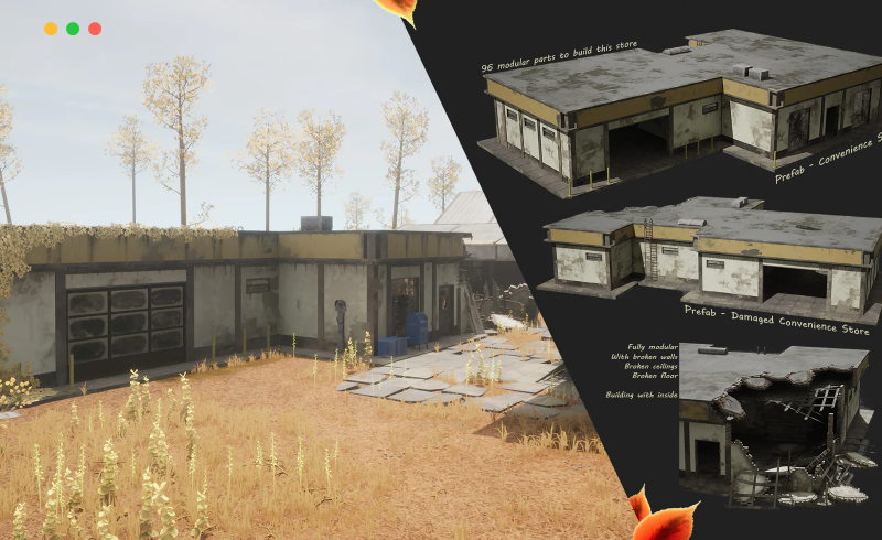 【UE5】世界末日加油站场景环境 STYLIZED – Post Apocalyptic Gas Station Pack